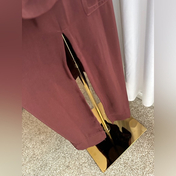 DR2 Burgundy Duster Tie Waist Robe Trench Coat Size Medium - Picture 6 of 10